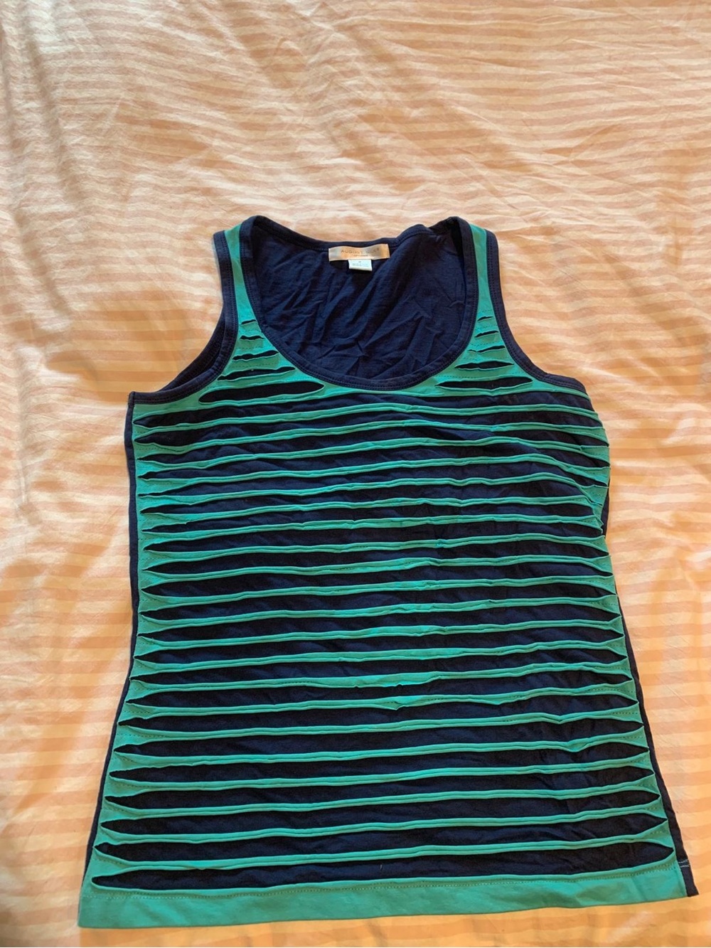 august silk Navy and Teal Striped Tank Top